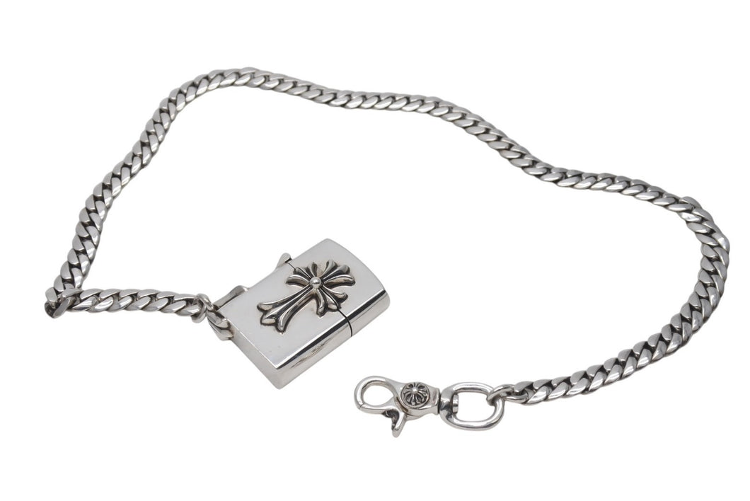 極美品 CHROME HEARTS クロムハーツ CHクロス クラシックリンクウォレットチェーン 316g ジッポー ライター シルバー925 中古 4c076081