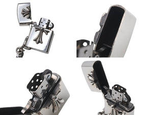 極美品 CHROME HEARTS クロムハーツ CHクロス クラシックリンクウォレットチェーン 316g ジッポー ライター シルバー925 中古 4c076081