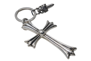 極美品 CHROME HEARTS クロムハーツ ラージクロス ♯5ダガー キーリング チャーム 重量約51.5g シルバー925 中古 4c076083