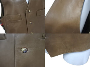 [USED/中古]HERMES エルメス ベスト ブラウン ラムスキン シルク 50 Cランク 中古 4c076104