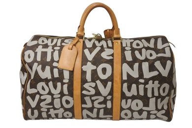 LOUIS VUITTON ルイヴィトン キーポル50 ボストンバッグ M92197 モノグラム グラフィティ ブラウン 美品 中古 4c076123