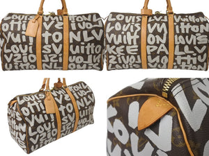 LOUIS VUITTON ルイヴィトン キーポル50 ボストンバッグ M92197 モノグラム グラフィティ ブラウン 美品 中古 4c076123