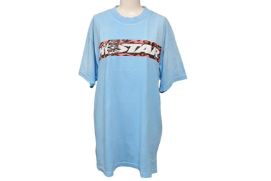 未使用 HELLSTAR ヘルスター ボックスロゴ 半袖Tシャツ ロゴ A3D179BB コットンブルー サイズS 中古 4c076153 