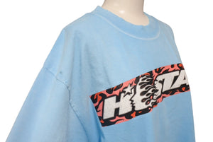 未使用 HELLSTAR ヘルスター ボックスロゴ 半袖Tシャツ ロゴ A3D179BB コットンブルー サイズS 中古 4c076153 