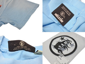 未使用 HELLSTAR ヘルスター ボックスロゴ 半袖Tシャツ ロゴ A3D179BB コットンブルー サイズS 中古 4c076153 
