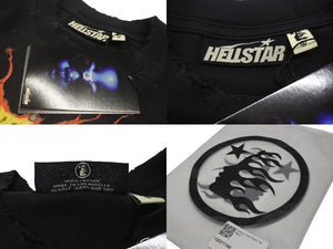 未使用 HELLSTAR ヘルスター InnerPeaceFire インナーピースファイヤー半袖Tシャツ 12D71199 ブラック オレンジ S 中古 4c076156 