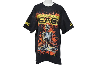 未使用 HELLSTAR ヘルスター InnerPeaceFire インナーピースファイヤー半袖Tシャツ 12D71199 ブラック オレンジ S 中古 4c076156 