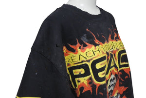 未使用 HELLSTAR ヘルスター InnerPeaceFire インナーピースファイヤー半袖Tシャツ 12D71199 ブラック オレンジ S 中古 4c076156 