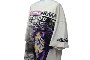未使用 HELLSTAR ヘルスター Breaking News Tシャツ ホワイト系 ブレイキング ニュース プリント 833415FD サイズXL 中古 4c076159 