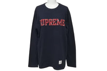Load image into Gallery viewer, Supreme シュプリーム 長袖Ｔシャツ 刺繍 ペイズリー柄 レタリングロゴ ネイビー コットン サイズM 美品 中古 4c076166