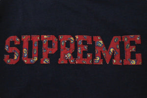 Supreme シュプリーム 長袖Ｔシャツ 刺繍 ペイズリー柄 レタリングロゴ ネイビー コットン サイズM 美品 中古 4c076166
