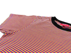 Supreme シュプリーム 16ss マルチボーダー半袖Ｔシャツ ピンク イエロー ブルー コットン サイズM 美品 中古 4c076167 