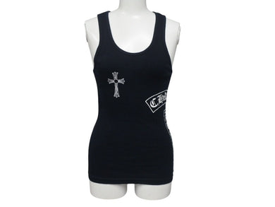 CHROME HEARTS クロムハーツ タンクトップ サイズM CHプラス FUCK YOU プリント ブラック ホワイト コットン 美品 中古 4c076173