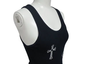 CHROME HEARTS クロムハーツ タンクトップ サイズM CHプラス FUCK YOU プリント ブラック ホワイト コットン 美品 中古 4c076173