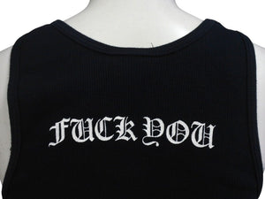 CHROME HEARTS クロムハーツ タンクトップ サイズM CHプラス FUCK YOU プリント ブラック ホワイト コットン 美品 中古 4c076173