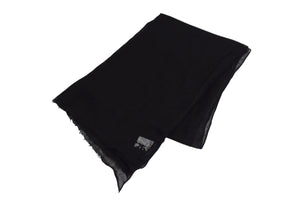 CHROME HEARTS クロムハーツ カシミヤ 大判ストール スカーフ ショール ブラック CHロゴ 刺繍 美品 中古 4c076174