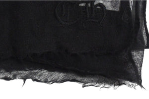 CHROME HEARTS クロムハーツ カシミヤ 大判ストール スカーフ ショール ブラック CHロゴ 刺繍 美品 中古 4c076174