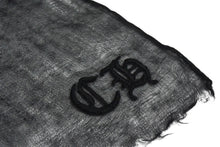 Load image into Gallery viewer, CHROME HEARTS クロムハーツ カシミヤ 大判ストール スカーフ ショール ブラック CHロゴ 刺繍 美品 中古 4c076174