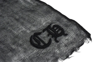 CHROME HEARTS クロムハーツ カシミヤ 大判ストール スカーフ ショール ブラック CHロゴ 刺繍 美品 中古 4c076174