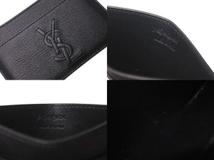 極美品 YVES SAINT LAURENT イヴサンローラン カードケース パス GRZ568986Y YSL レザーロゴ ブラック 中古 4c076183 