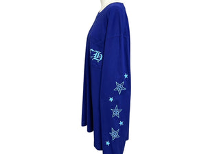 極美品 CHROME HEARTS クロムハーツ バックスタープリントクルーネック 長袖Tシャツ コットン ブルー サイズXL 中古 4c076198
