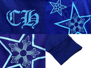 極美品 CHROME HEARTS クロムハーツ バックスタープリントクルーネック 長袖Tシャツ コットン ブルー サイズXL 中古 4c076198