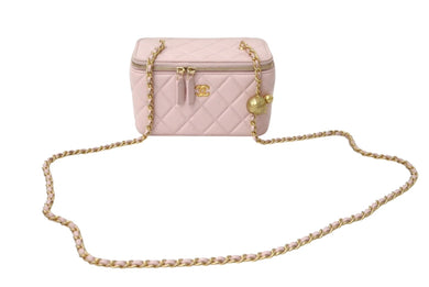 CHANEL シャネル マトラッセ バニティチェーンショルダーバッグ ランダム番台 ラムスキン ピンク ゴールド金具 美品 中古 4c076210