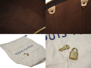 LOUIS VUITTON ルイヴィトン キーポル45 ボストンバッグ M41428 イニシャル入り モノグラム ブラウン PVC ヌメ革 レザー 中古 4c076218