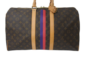 LOUIS VUITTON ルイヴィトン キーポル45 ボストンバッグ M41428 イニシャル入り モノグラム ブラウン PVC ヌメ革 レザー 中古 4c076218