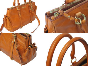 MIUMIU ミュウミュウ ハンドバッグ 2WAY ショルダーバッグ ダブルジッパー オレンジ レザー RN0894 ゴールド金具 美品 中古 4c076219