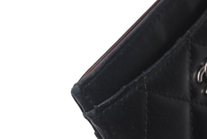 CHANEL シャネル ラムスキン タイムクラシック マトラッセ カードケース ブラック シルバー金具 28番台 美品 中古 4c076221