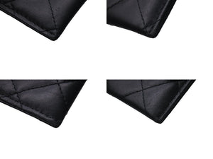 CHANEL シャネル ラムスキン タイムクラシック マトラッセ カードケース ブラック シルバー金具 28番台 美品 中古 4c076221
