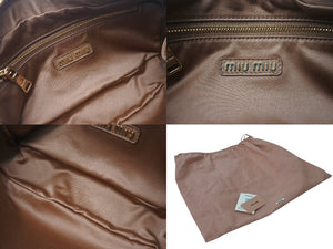 極美品 MIUMIU ミュウミュウ マテラッセ クラッチバッグ セカンドバッグ 5BF122 キルティングロゴ金具 ブラウン 中古 4c076226 