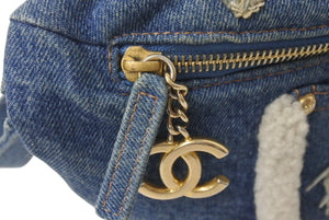 CHANEL シャネル デニムウエストポーチ ココチャーム ココマーク 28番台 インディゴブルー ゴールド金具 美品 中古 4c076229