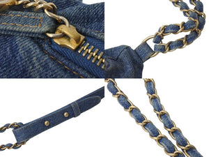 CHANEL シャネル デニムウエストポーチ ココチャーム ココマーク 28番台 インディゴブルー ゴールド金具 美品 中古 4c076229