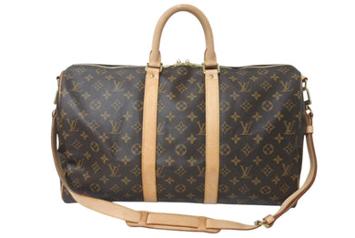 LOUIS VUITTON ルイヴィトン ボストンバッグ M41418 キーポルバンドリエール45 ブラウン PVC ヌメ革 ゴールド金具 良品 中古 4c076268