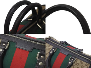 GUCCI グッチ ボストンバッグ ハンドバッグ シェリーライン 247205 525040 GGキャンバス ベージュ ゴールド金具 美品 中古 4c076270