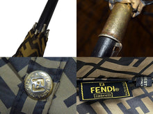 画像をギャラリービューアに読み込む, FENDI フェンディ ズッカ柄 傘 アンブレラ ロゴ 雨傘 レイングッズ ポリエステル ウッド ベージュ ブラウン ゴールド 良品 中古 4c076272 