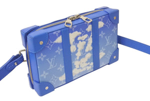 LOUIS VUITTON ルイヴィトン ソフトトランク ウォレット ショルダーバッグ M45432 モノグラム クラウズ ブルー PVC レザー シルバー金具 美品 中古 4c076279