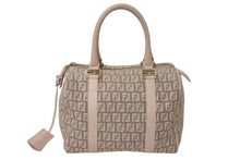 Load image into Gallery viewer, FENDI フェンディ ズッキーノ ミニボストン ハンドバッグ 8BL068 キャンバス レザー ピンク ベージュ ゴールド金具 良品 中古 4c076282