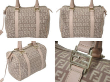 Load image into Gallery viewer, FENDI フェンディ ズッキーノ ミニボストン ハンドバッグ 8BL068 キャンバス レザー ピンク ベージュ ゴールド金具 良品 中古 4c076282