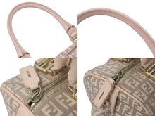 Load image into Gallery viewer, FENDI フェンディ ズッキーノ ミニボストン ハンドバッグ 8BL068 キャンバス レザー ピンク ベージュ ゴールド金具 良品 中古 4c076282