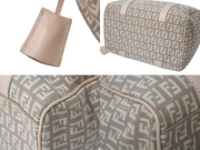 Load image into Gallery viewer, FENDI フェンディ ズッキーノ ミニボストン ハンドバッグ 8BL068 キャンバス レザー ピンク ベージュ ゴールド金具 良品 中古 4c076282