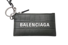 Load image into Gallery viewer, BALENCIAGA バレンシアガ CASH CARD CASE ON KEYRING キャッシュカードケースオンキーリング クロコ型押し カーキ 美品 中古 4c076286