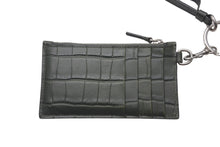 Load image into Gallery viewer, BALENCIAGA バレンシアガ CASH CARD CASE ON KEYRING キャッシュカードケースオンキーリング クロコ型押し カーキ 美品 中古 4c076286