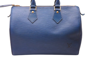 LOUIS VUITTON ルイヴィトン スピーディ30 エピ ハンドバッグ ボストンバッグ M43005 PVC レザー ブルー ゴールド金具 美品 中古 4c076289