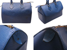 Load image into Gallery viewer, LOUIS VUITTON ルイヴィトン スピーディ30 エピ ハンドバッグ ボストンバッグ M43005 PVC レザー ブルー ゴールド金具 美品 中古 4c076289