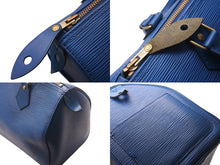Load image into Gallery viewer, LOUIS VUITTON ルイヴィトン スピーディ30 エピ ハンドバッグ ボストンバッグ M43005 PVC レザー ブルー ゴールド金具 美品 中古 4c076289
