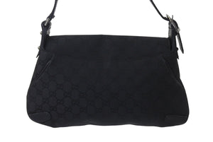 GUCCI グッチ ホースビット ワンショルダーバッグ 114915 001364 GGキャンバス レザー ブラック シルバー金具 美品 中古 4c076291