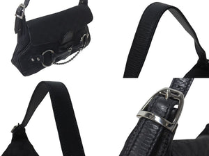 GUCCI グッチ ホースビット ワンショルダーバッグ 114915 001364 GGキャンバス レザー ブラック シルバー金具 美品 中古 4c076291